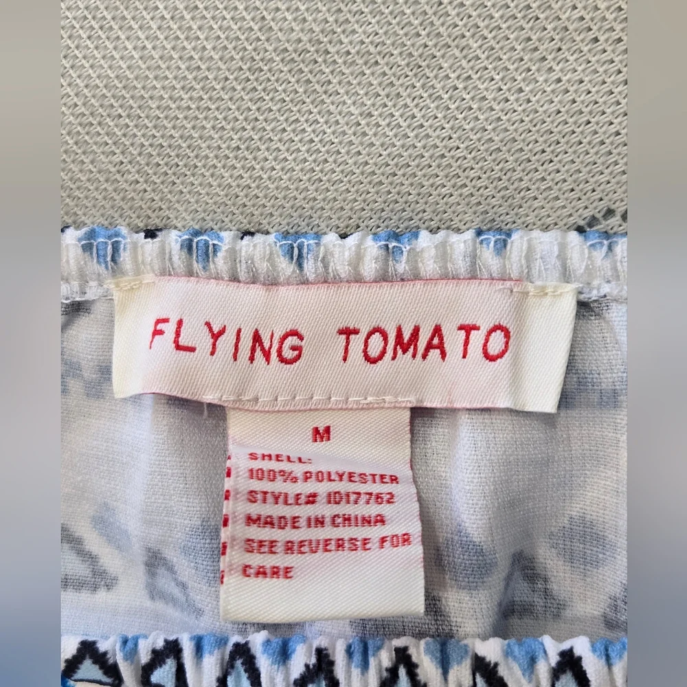 Flying Tomato Elegant Blue and White Patterned Dress Sz Medium - Picture 6 of 7